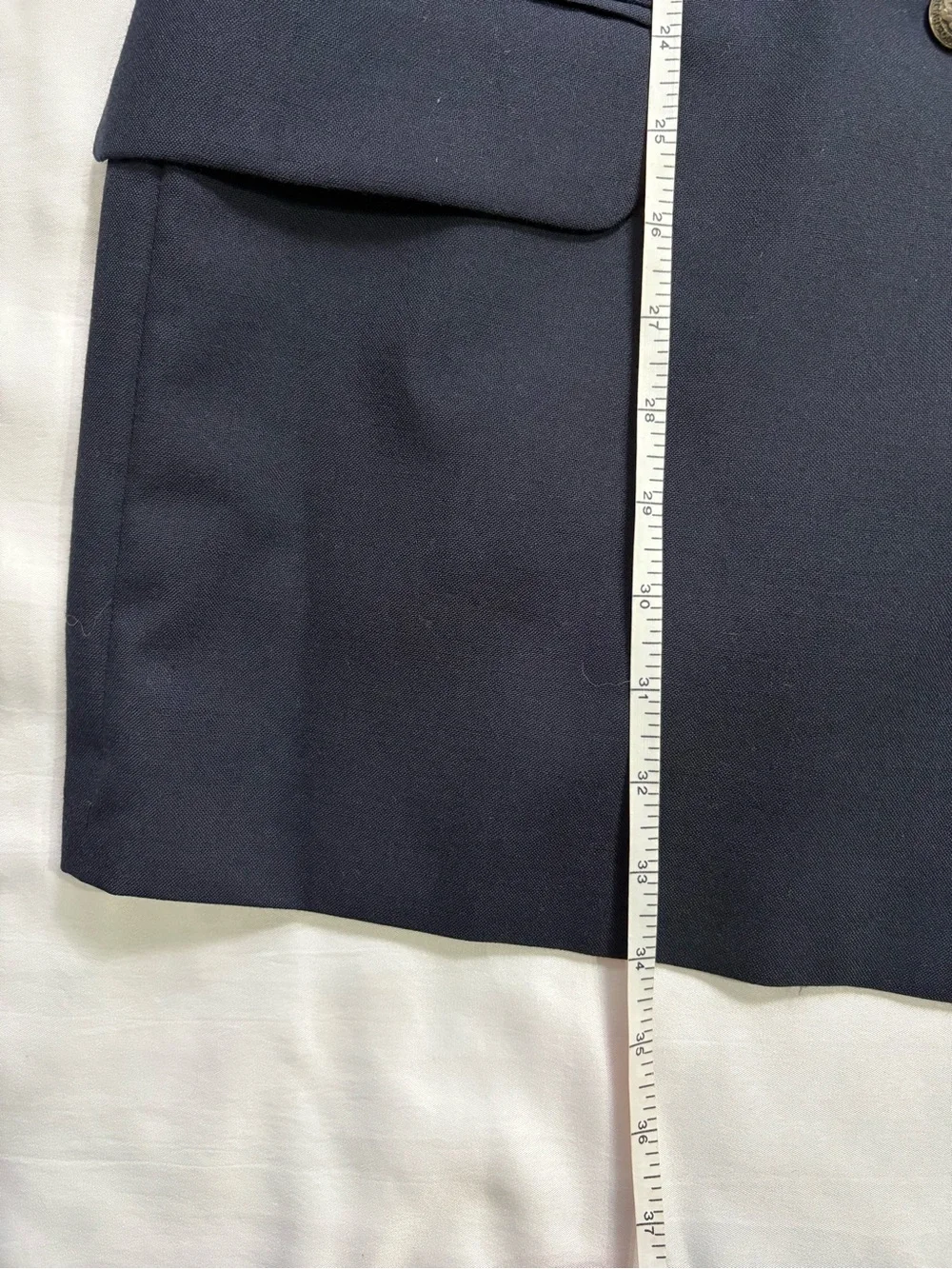 Vintage Oscar De La Renta Double-Breasted Men's Suit Blazer Size 46 Navy Blue